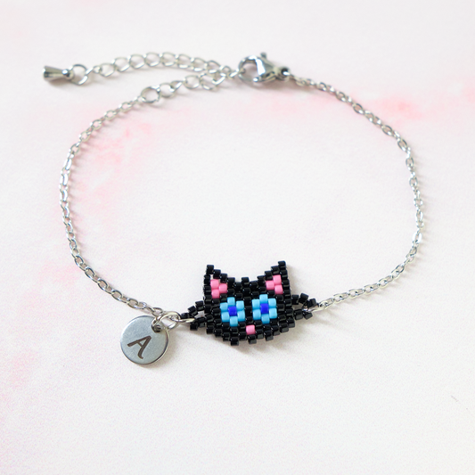 Pulsera Miyuki Gato Negro -  Personalizada